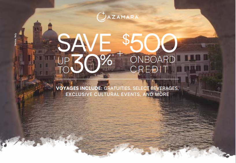 Azamara: geselecteerde cruises met 30% korting en boordtegoed